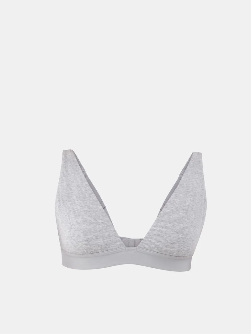 No Boundaries Cotton Stretch Ribbed Wirefree Plunge Bra, Women's XS-3XL | Walmart (US)