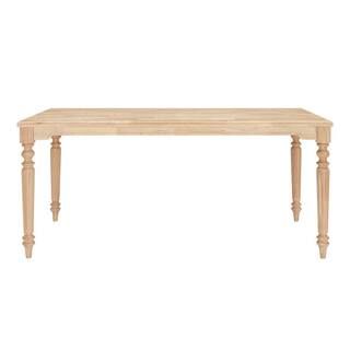 Unfinished Natural Pine Wood Rectangular Table for 6 with Leg Detail (68 in. L x 29.75 in. H) | The Home Depot
