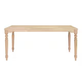 Unfinished Wood Rectangular Table for 6 with Leg Detail (68 in. L x 29.75 in. H) | The Home Depot