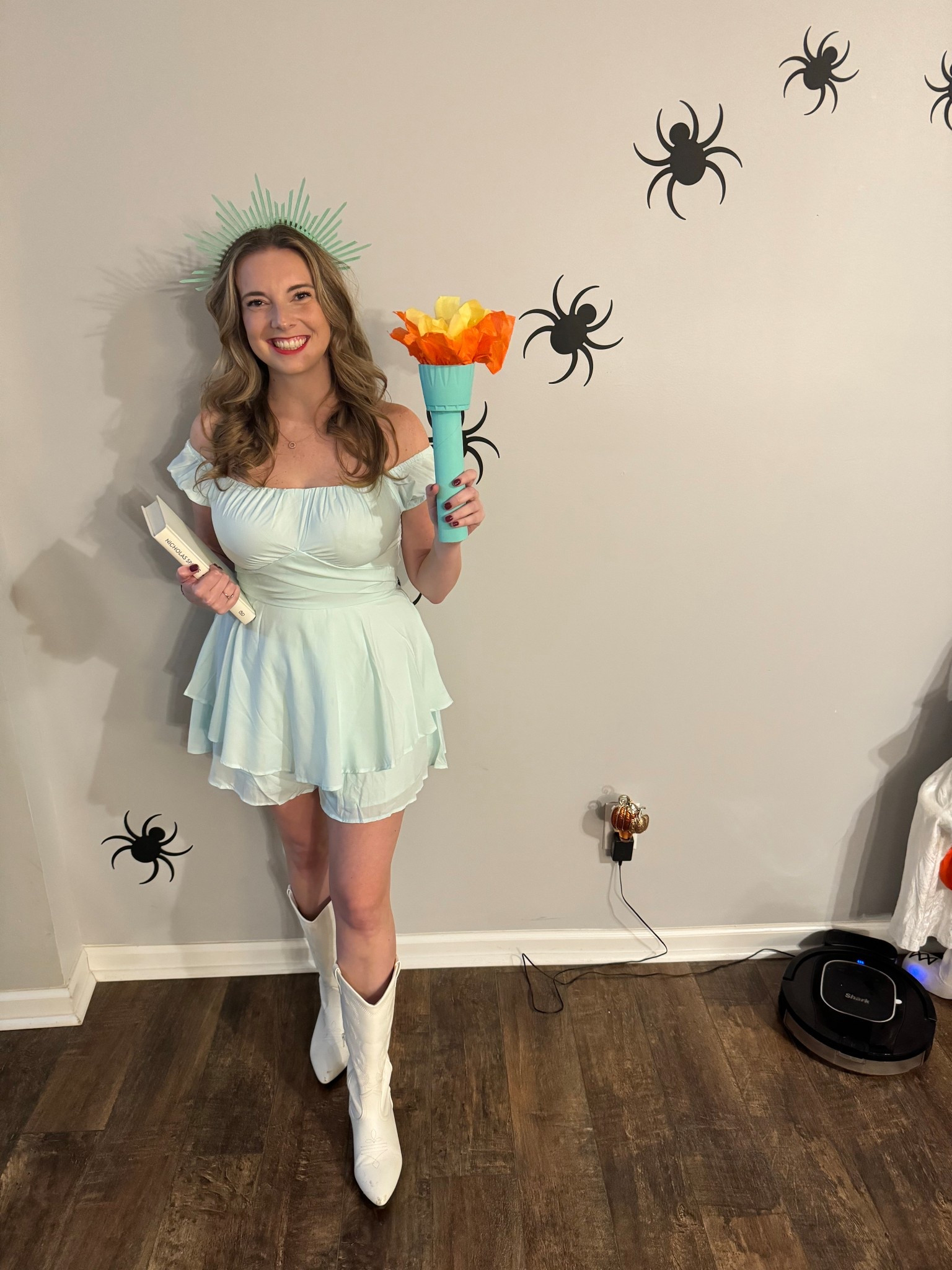 Statue of Liberty Halloween Outfit - I painted the crown myself and made the torch out of a solo cup, papertowel roll, and tissue paper! 

Amazon Halloween outfits, Halloween for women, Amazon for women, easy Halloween outfit, last minute Halloween costume, diy Halloween

#LTKFindsUnder50 #LTKParties #LTKHalloween