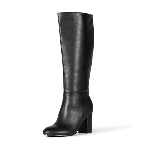 Amazon Essentials Women's Tall Heel Boot, Black Faux Leather, 8.5 | Amazon (US)