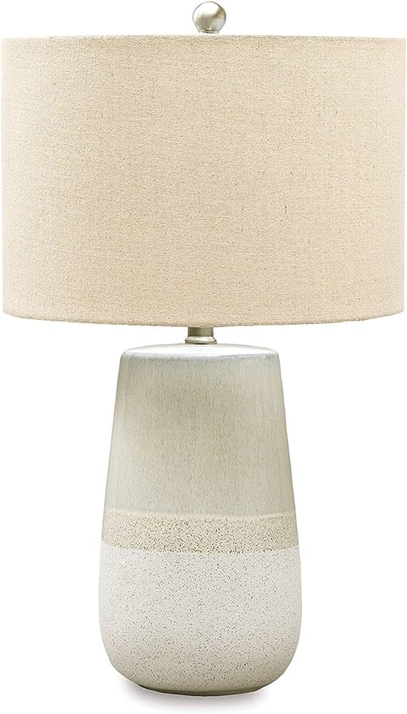 Signature Design by Ashley Shavon Contemporary 27" Textured Neutral Glaze Table Lamp, Beige & Whi... | Amazon (US)