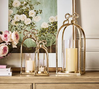 LoveShackFancy Figural Brass Ribbon Lantern | Pottery Barn (US)