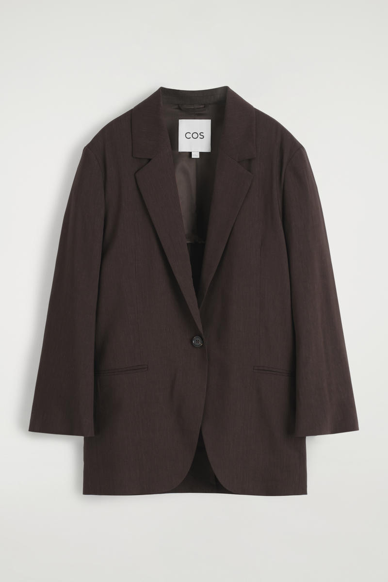 Single-Breasted Linen Blazer in Brown | COS (US)