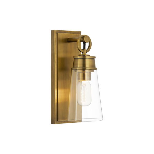 Wentworth Rubbed Brass 12-Inch One-Light Wall Sconce | Bellacor
