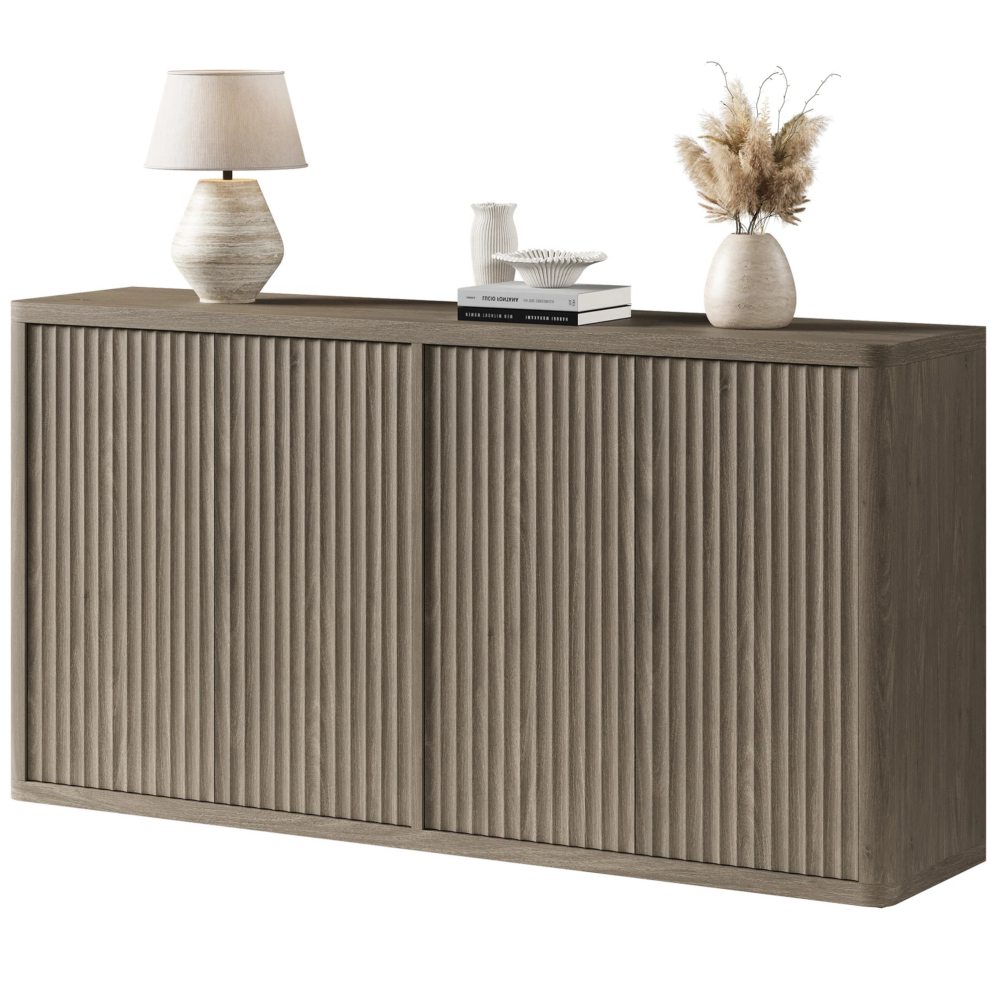 Cesiro 66.3'' W Sideboard With 4 Fluted Doors And Adjustable Shelves | Wayfair North America