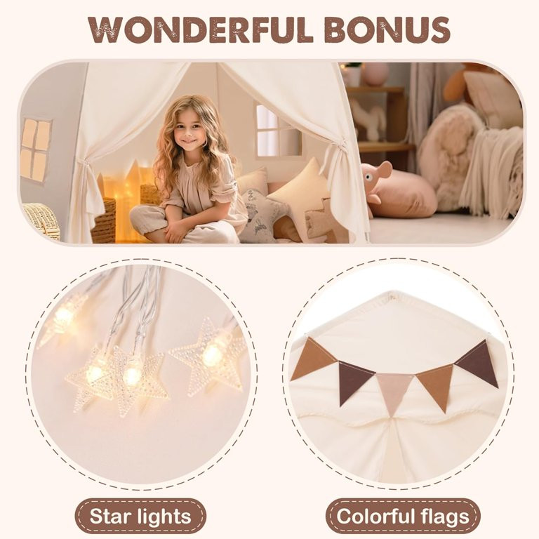 YSPUKY Kids Tent, Large Play Tent for Kids Toddler Outdoor Toys with Flags & Star Lights, Portabl... | Walmart (US)