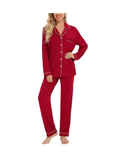 Ekouaer Pajamas Women's Long Sleeve Sleepwear Soft Button Down Loungewear Pjs Set Nightwear XS-XX... | Amazon (US)