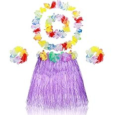 Amazon.com: Abeillo 5 Pack Hawaiian Hula Grass Skirt, Hula Dancing Skirt with Flower Costume Acce... | Amazon (US)