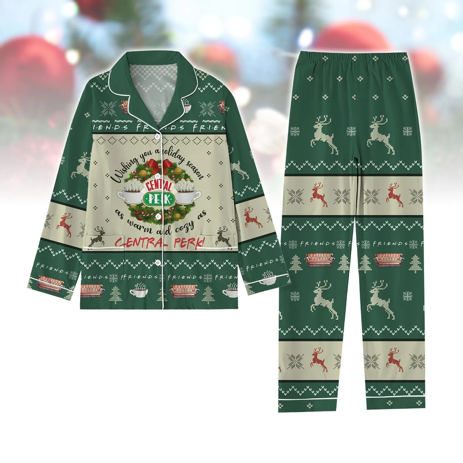 Central Perk Friends Pajamas Set, Coffee Lover Sleepwear, Funny Christmas Lounge Outfit, Matching... | Etsy (US)