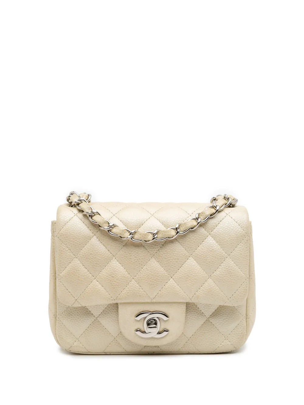 CHANEL Pre-Owned 2014-2015 Mini Square Classic Caviar Single Flap Crossbody Bag | Gold | FARFETCH... | Farfetch Global