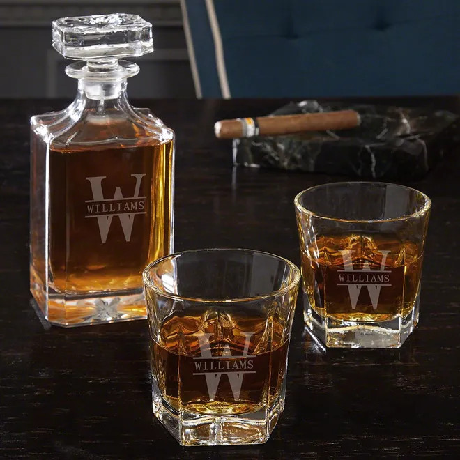 Personalized Whiskey Decanter Set with Colchester Glasses | HomeWetBar.com