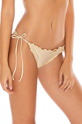 Luli Fama Women's Cosita Buena Wavey Brazilian Tie Side Ruched Back Bottom, Gold Rush, XS | Amazon (US)