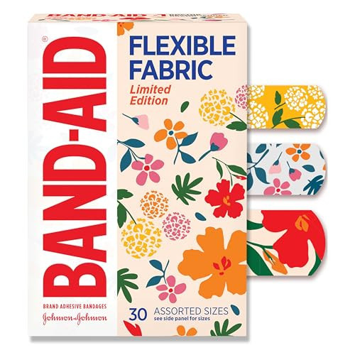 Band-Aid Brand Flexible Fabric Adhesive Bandages, Comfortable Flexible Protection & Wound Care for Minor Cuts & Scrapes, First Aid Bandage with a Wildflower Design, Assorted Sizes, 30 ct | Amazon (US)