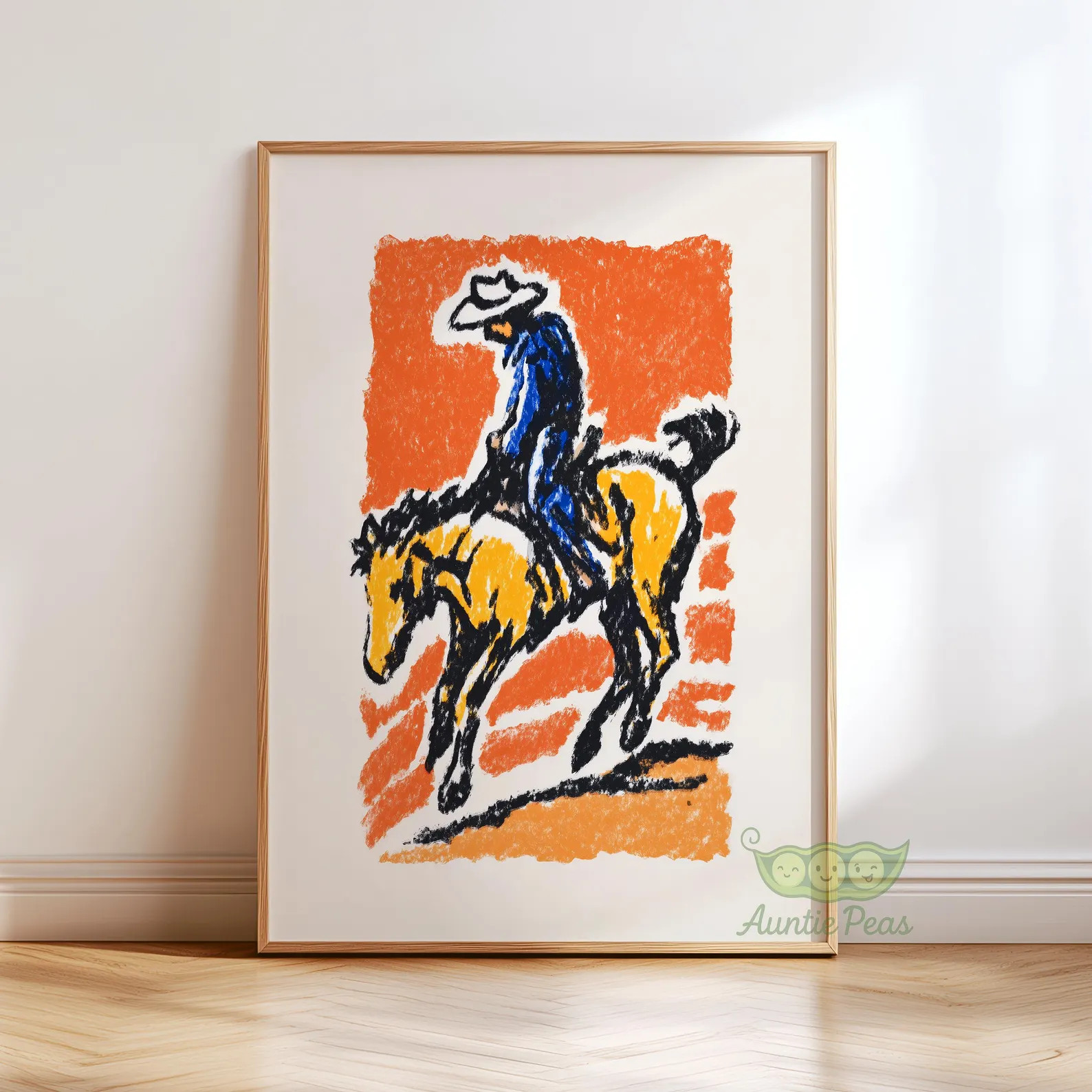 Retro Bucking Bronco Wall Art, Vintage Cowboy Print, Burnt Orange Western Poster, Rodeo Horse Art... | Etsy (Global)