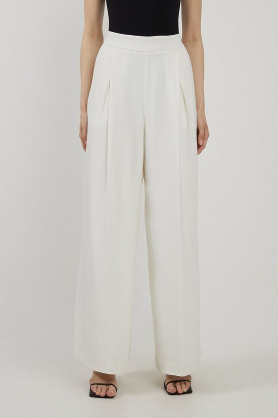 Tailored Pleated Wide Leg Trousers | Karen Millen UK + IE + DE + NL