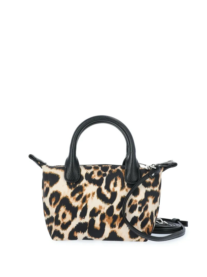 No Boundaries Women's Mini Tote Crossbody Bag, Natural Leopard | Walmart (US)