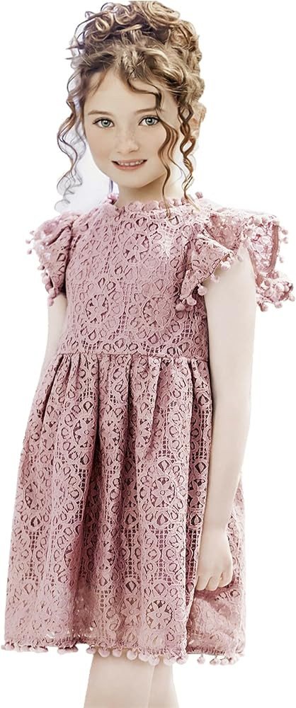 2Bunnies Girl Baby Toddler Vintage Lace Pom Pom Flutter Sleeve Easter Birthday Outfit Dress | Amazon (US)