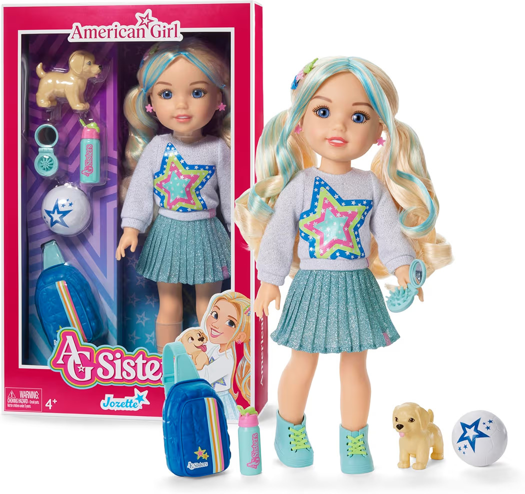 American Girl, AG Sisters Jozette Doll, with Blue Eyes, Long Wavy Blonde Hair with Blue Highlight... | Amazon (US)