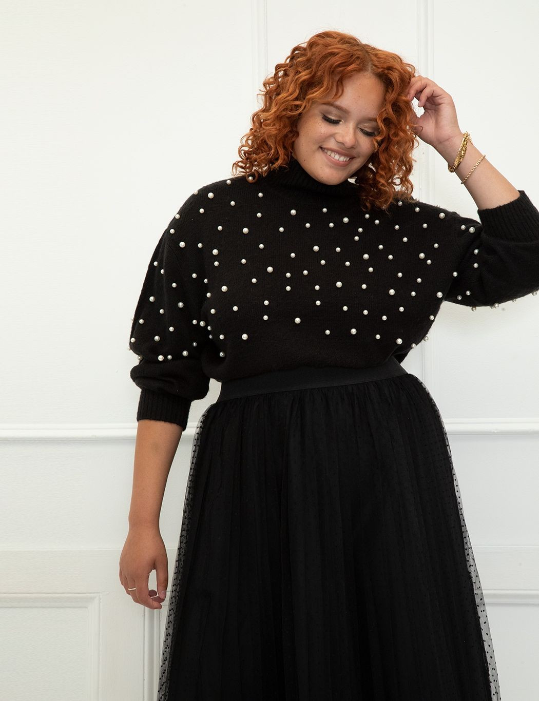 ELOQUII Elements Pearl Embellished Sweater | ELOQUII | Eloquii