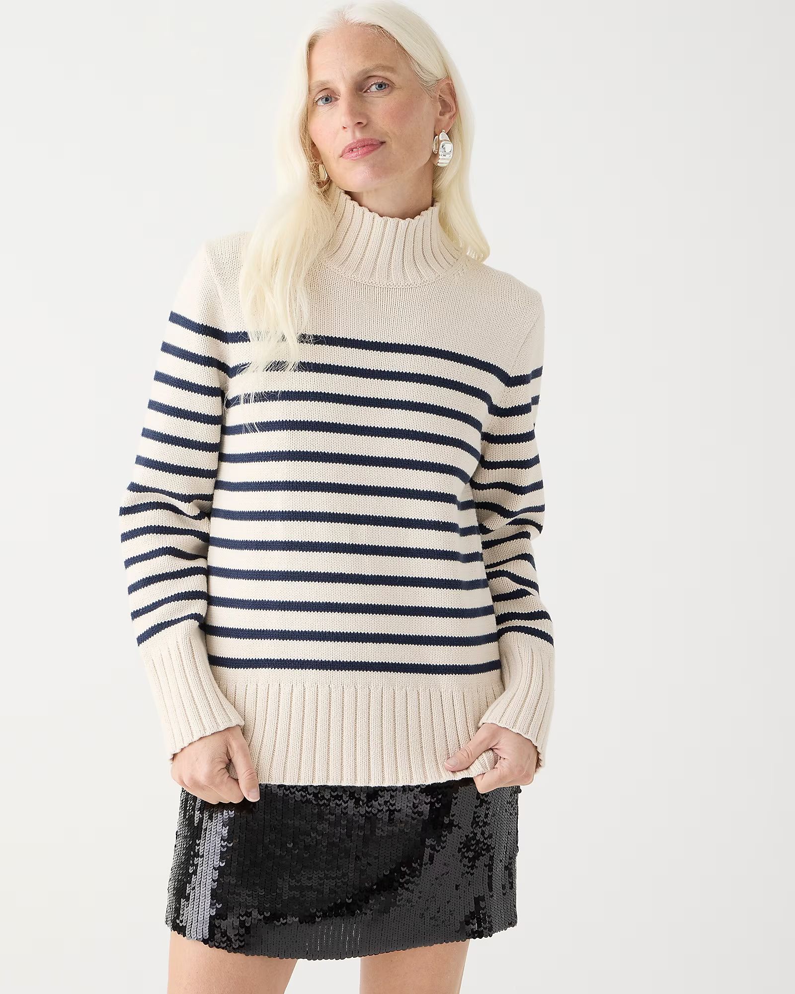 Cotton turtleneck sweater in stripe | J.Crew US