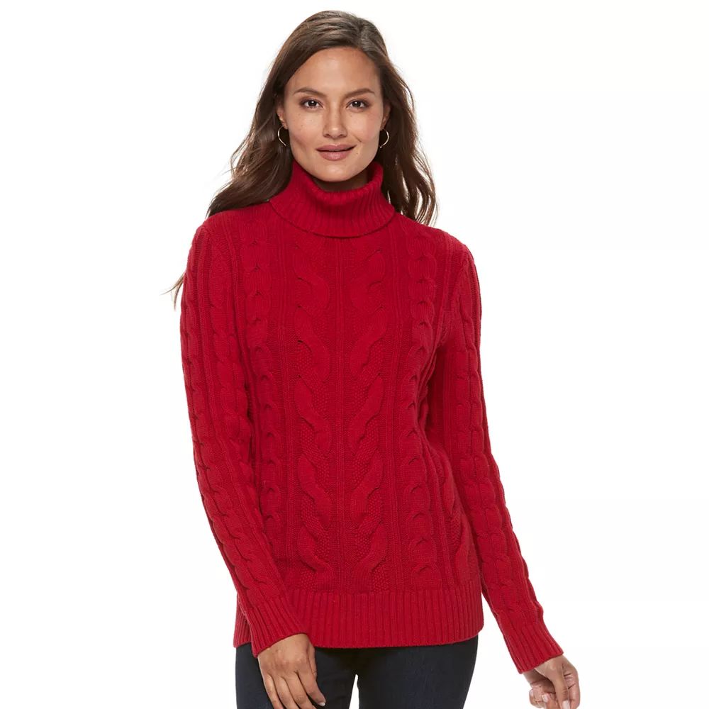 Women's Croft & Barrow® Turtleneck Cable-Knit Sweater | Kohl's