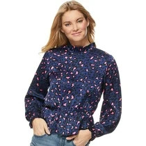 Scoop Mock Neck Top with Peplum Hem Women's | Walmart (US)