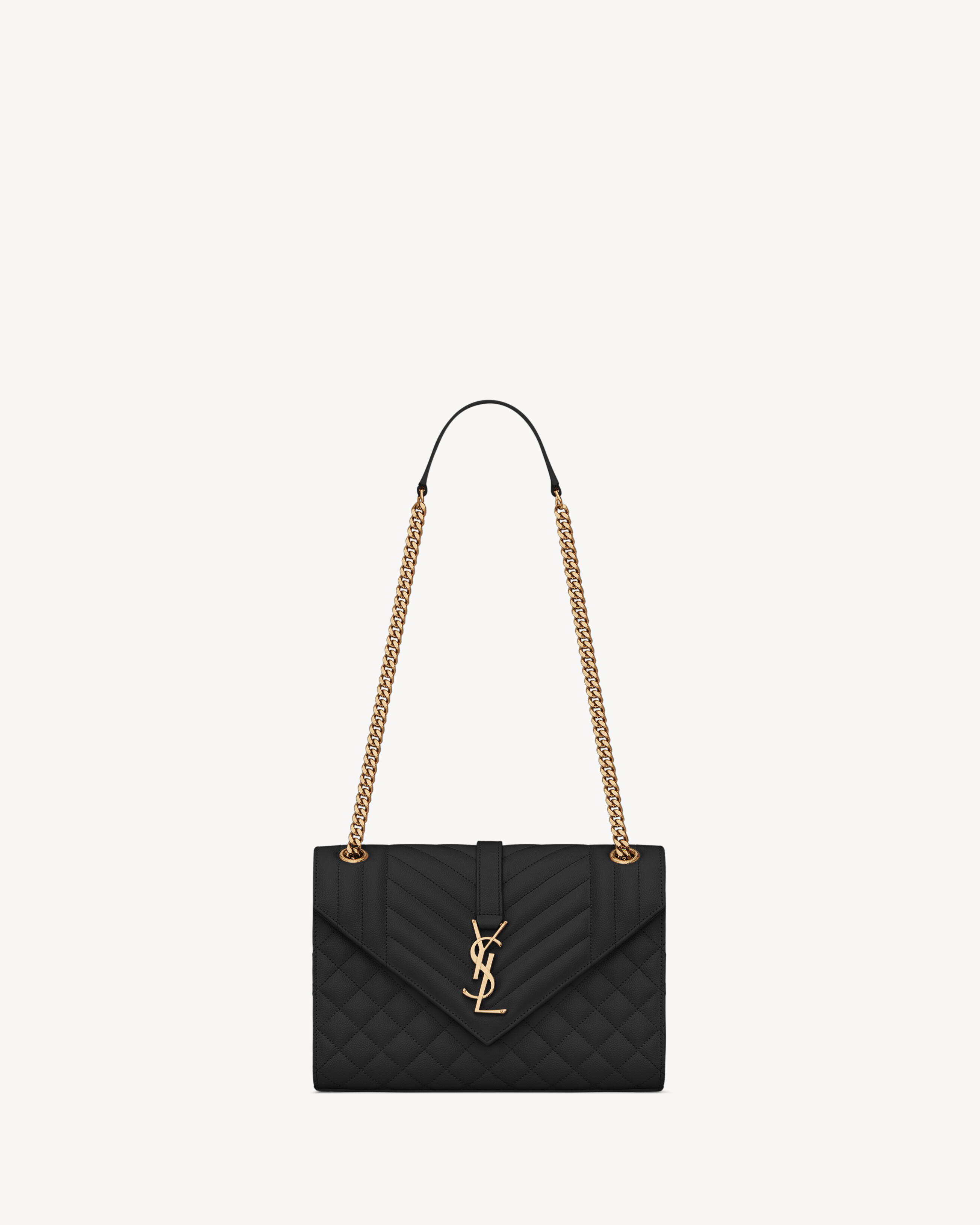 Saint Laurent Envelope Medium In Quilted Grain De Poudre Embossed Leather - Black - Women - One Size | Saint Laurent Inc. (Global)