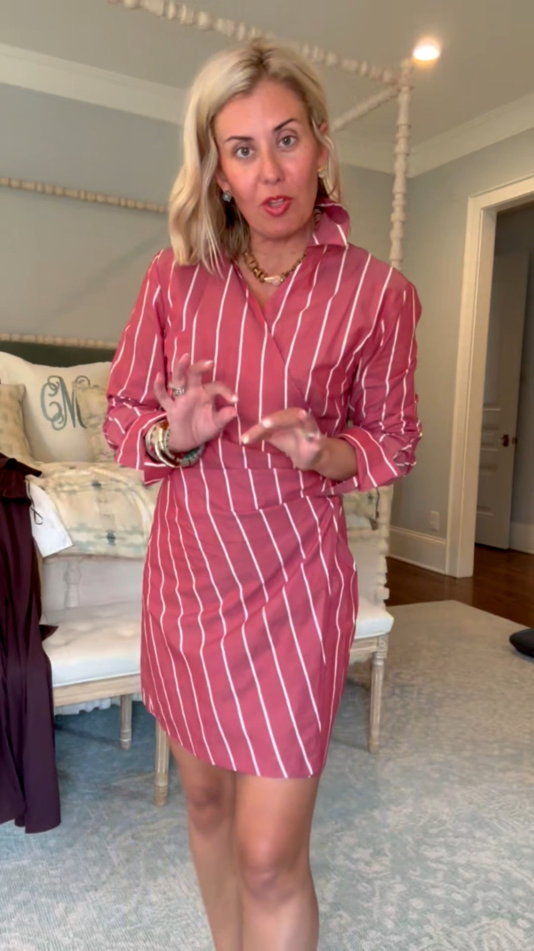 Oh the cuteness of this wrap dress! I’m in small dress and 7 flats (size 1 down). ￼

*code mixandmatch for 25% off Erin McDermott

#LTKdayinmylife #LTKPetite #LTKOver40