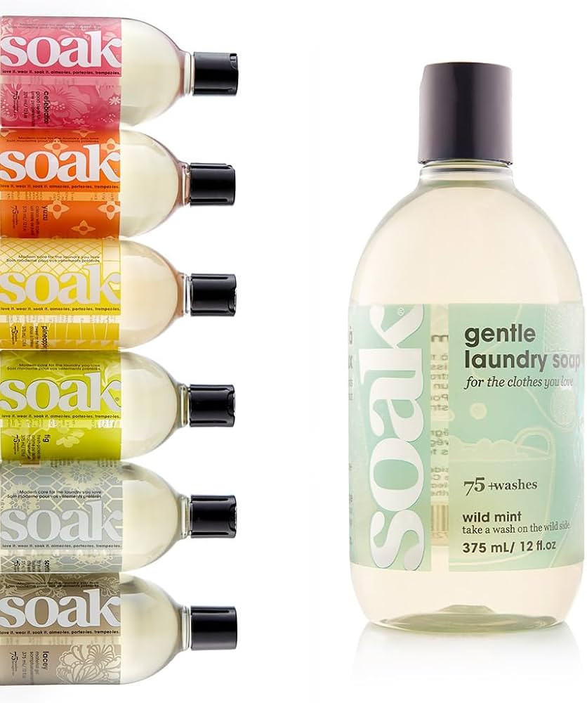 Soak Laundry Soap – No Rinse, Plant Derived Hand Wash Detergent - 375 ml / 12 fl. oz, 75+ Washe... | Amazon (US)