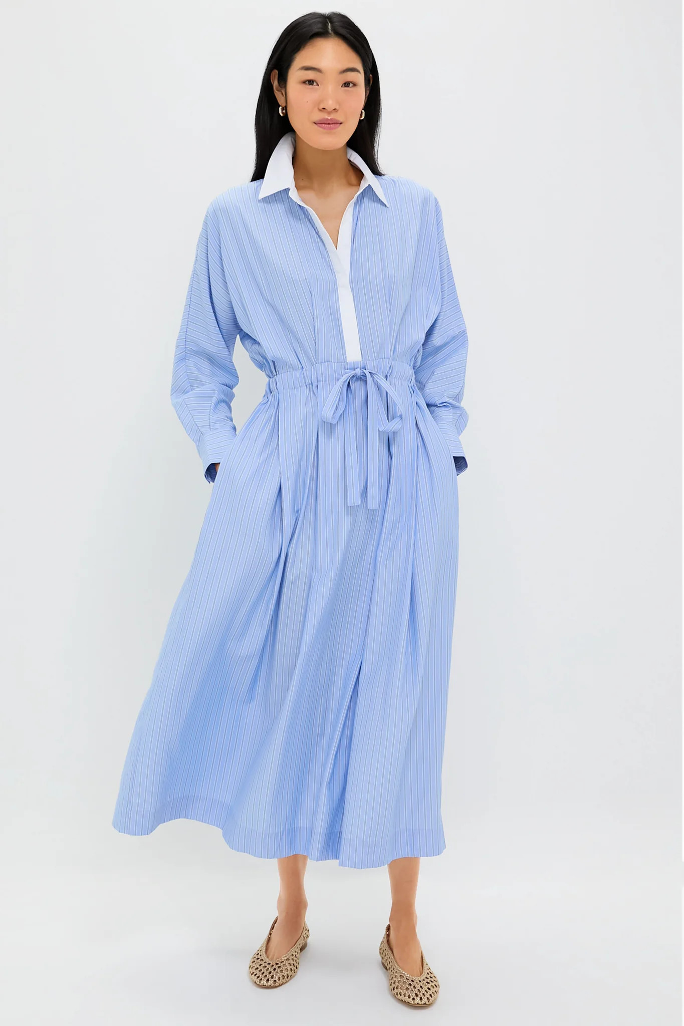Cornflower Blue Stripe Tie Front Anna Dress | Tuckernuck (US)