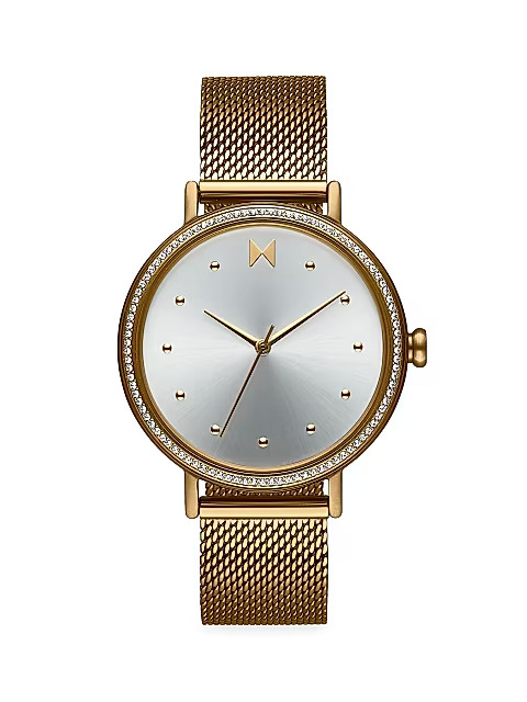 Crystal Dot Flash Crystal Goldtone Mesh Watch | Saks Fifth Avenue