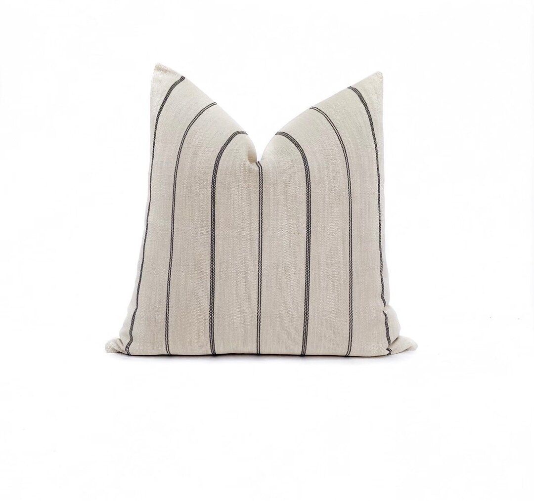 Cream and Black Stripe Pillow Cover  Designer Pillow  - Etsy | Etsy (US)