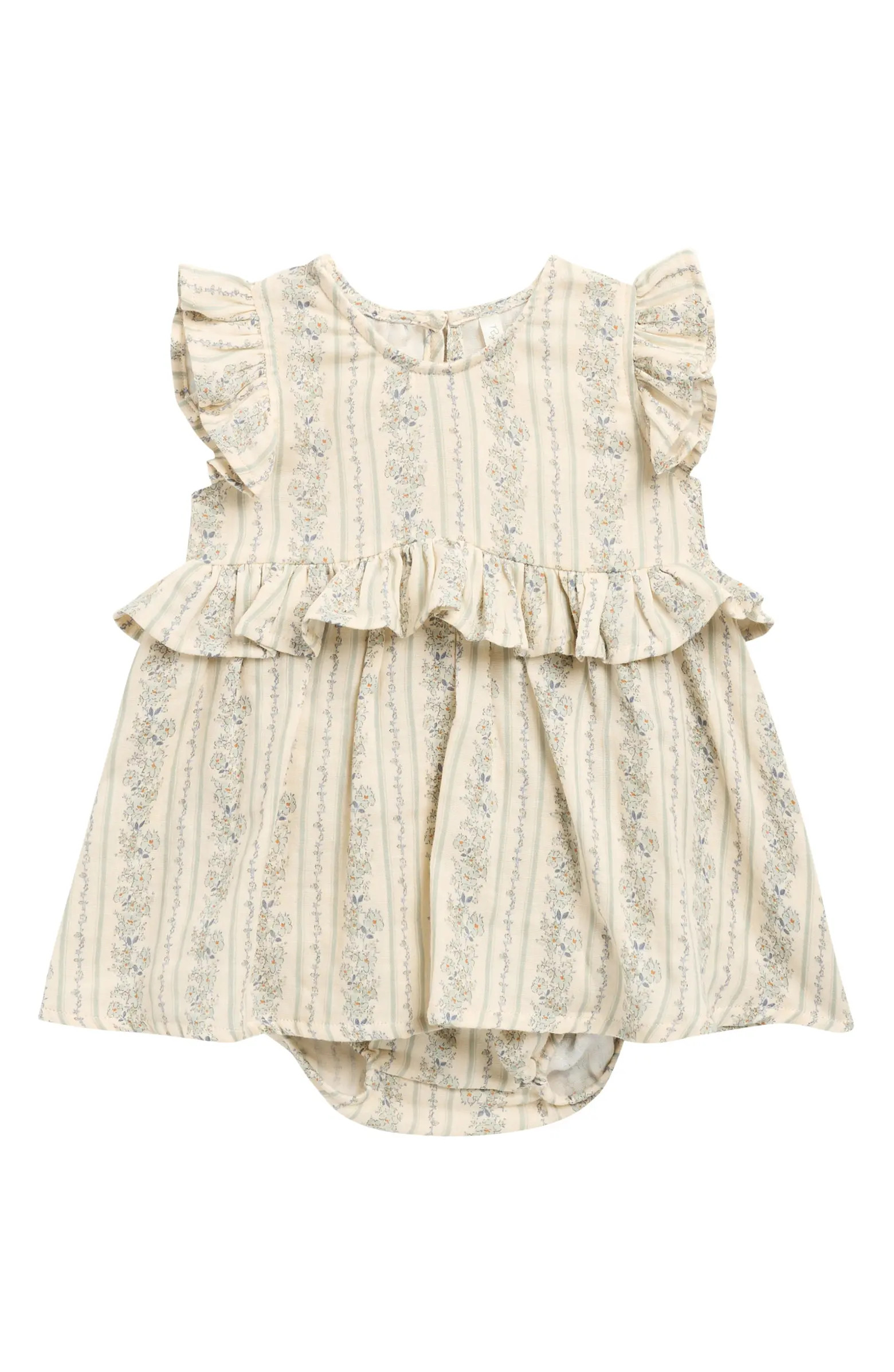 Brielle Floral Ruffle Skirted Cotton Bodysuit | Nordstrom