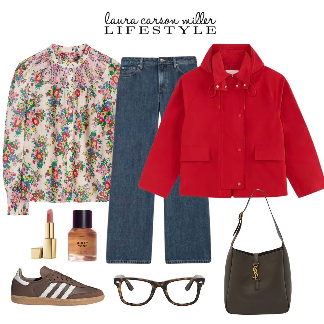 Jeans, floral blouse and anorak outfit
Signature fragrance, sneakers, it bag, glasses, lipstick, spring beauty, vacation outfit, travel outfit, date night, brunch, Laura carson miller

#LTKFindsUnder100 #LTKItBag #LTKTravel