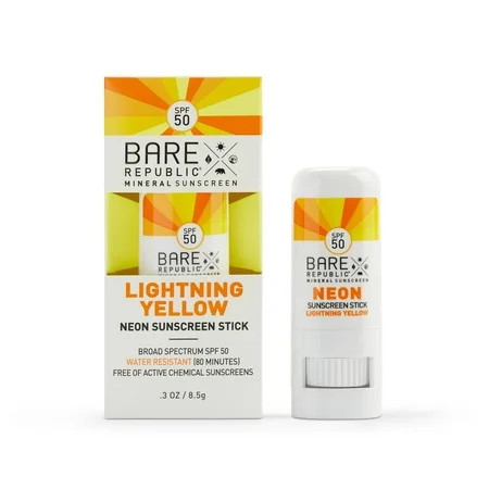 Bare Republic Mineral Neon Color Stick - Lightning Yellow, SPF 50, Reef Friendly, Non-Nano, 80 Minut | Walmart (US)
