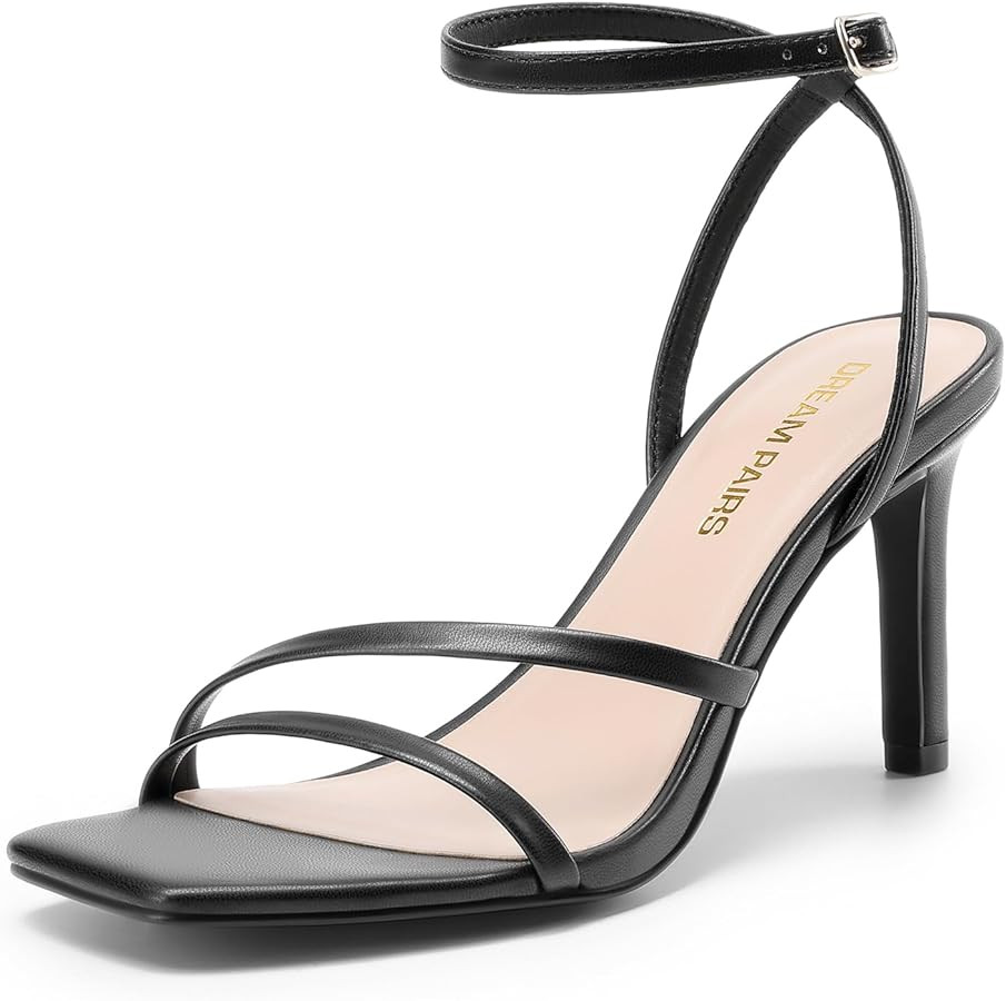 DREAM PAIRS Women’s High Stilettos Heels Open Toe Square Sandals Ankle Strap Pumps Sexy Comfort... | Amazon (US)