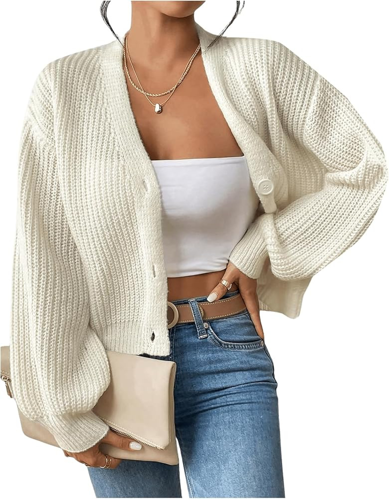 SHENHE Women's Cardigan Sweater Casual Button Down Long Sleeve V Neck Knitwear Cardigan Top | Amazon (US)