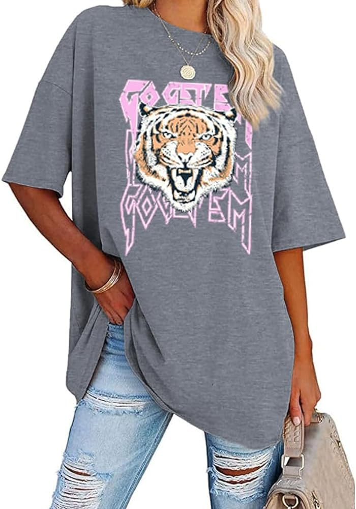 Aoang Graphic Tshirts Oversized Womens Summer Crewneck Short Sleeve Tee Shirt Blouse Tops | Amazon (US)