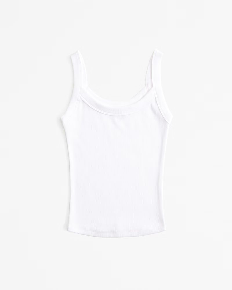 Essential Tuckable Straight-Neck Rib Tank | Abercrombie & Fitch (US)