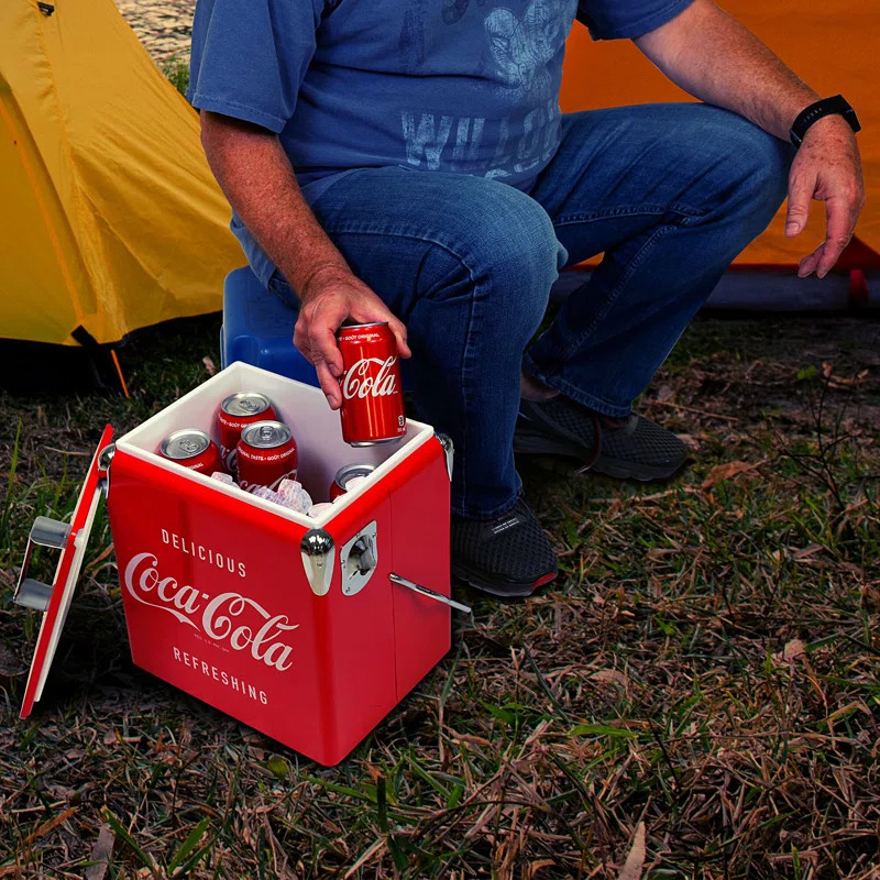 Coca-Cola Retro Ice Chest Cooler with Bottle Opener 13L (14 qt), Red and Silver | Wayfair North America