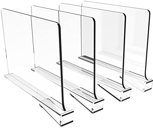 Cq acrylic 4PCS Shelf Dividers for Closets,Clear Acrylic Shelf Divider for Wood Shelves and Cloth... | Amazon (US)