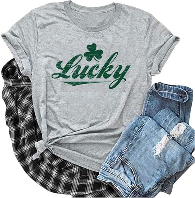 St Patricks Day Shirt Women Shamrock Lucky T-Shirts Irish Festival Holiday Tee Tops | Amazon (US)