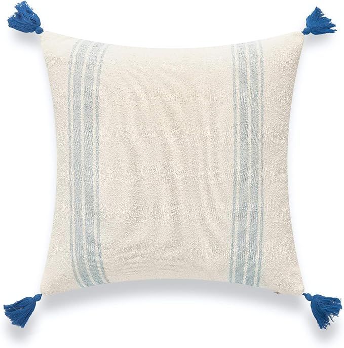 Hofdeco Beach Coastal Morrocan Decorative Pillow Cover ONLY for Couch, Sofa, or Bed, Light Blue T... | Amazon (US)