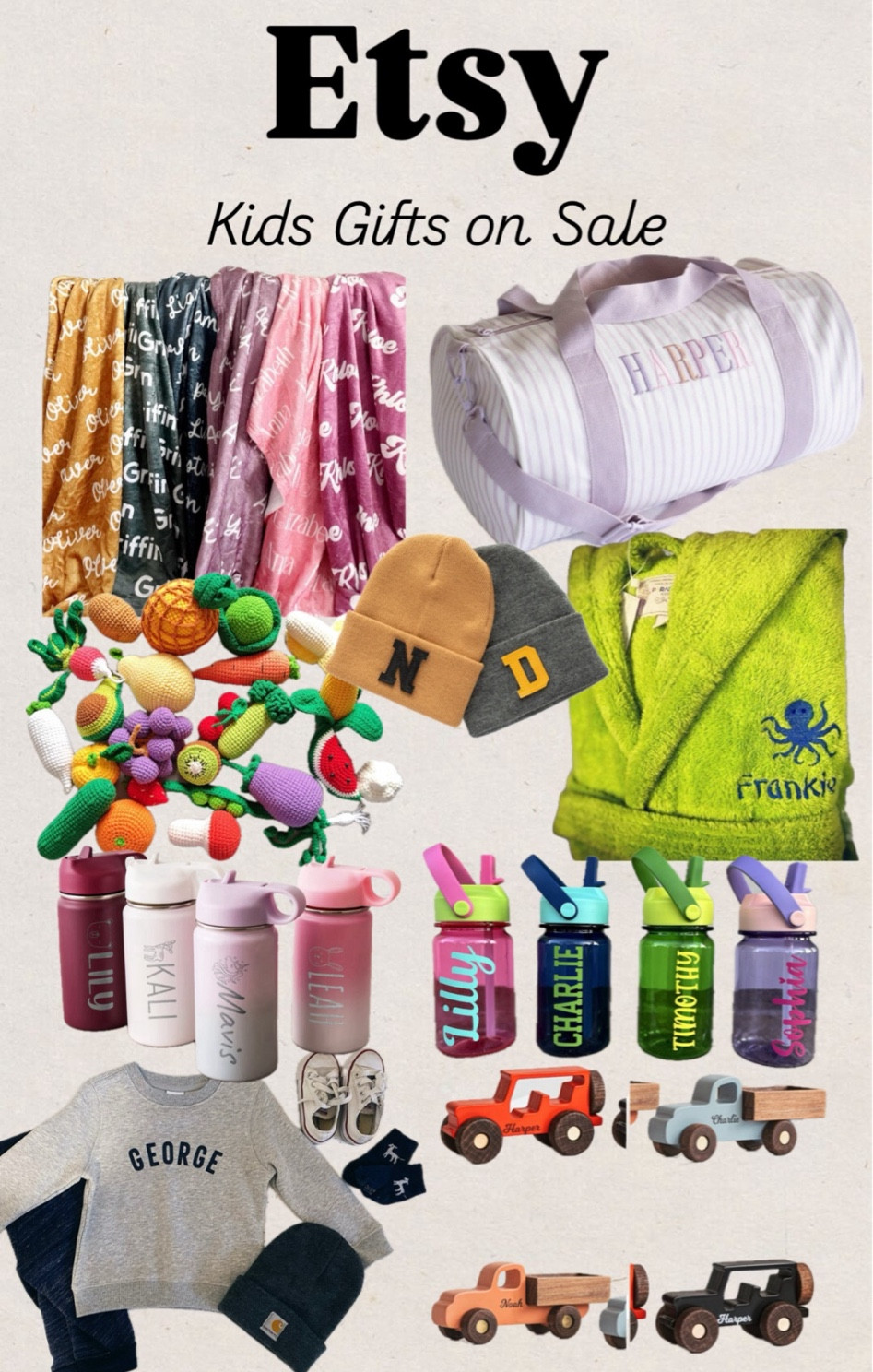 Kids gifts on sale
Etsy
Bathrobe
Water bottle
Custom
Monogrammed
Decal
Beanie
Throw blanket
Overnight bag
Gifts for kids
Wooden car

#LTKGiftGuide #LTKFindsUnder50 #LTKKids