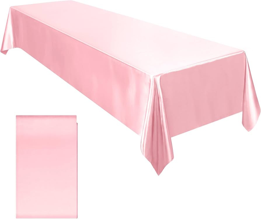 Ruisita Satin Party Tablecloth Table Cover 58 x 102 Inches Wedding Rectangle Bright Silk Tableclo... | Amazon (US)