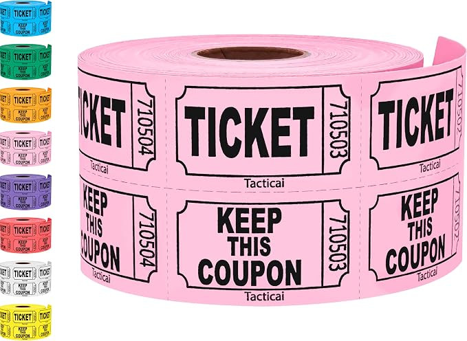 500 Raffle Tickets, Pink (1 of 8 Colors), Double Roll, Ticket for Events, Entry, Class Reward, Fu... | Amazon (US)