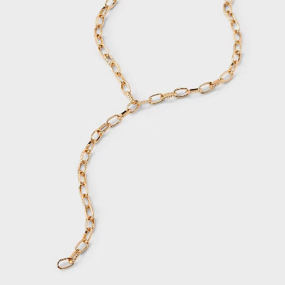 Link Chain Y-Necklace - A New Day™ Gold: Lobster Claw Clasp, Steel, 16" with 3" Extender | Target