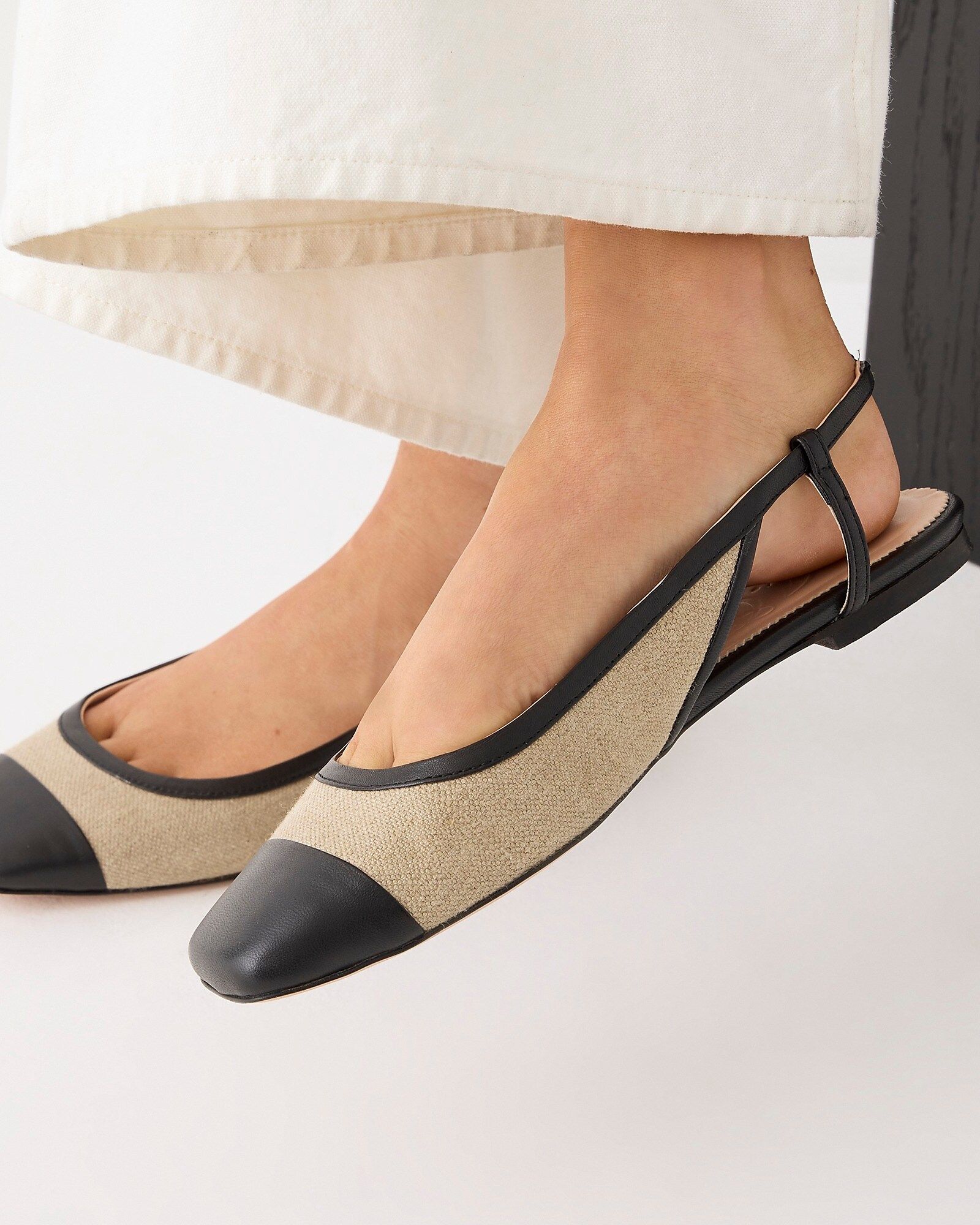 Anya slingback flats in Italian linen | J.Crew US