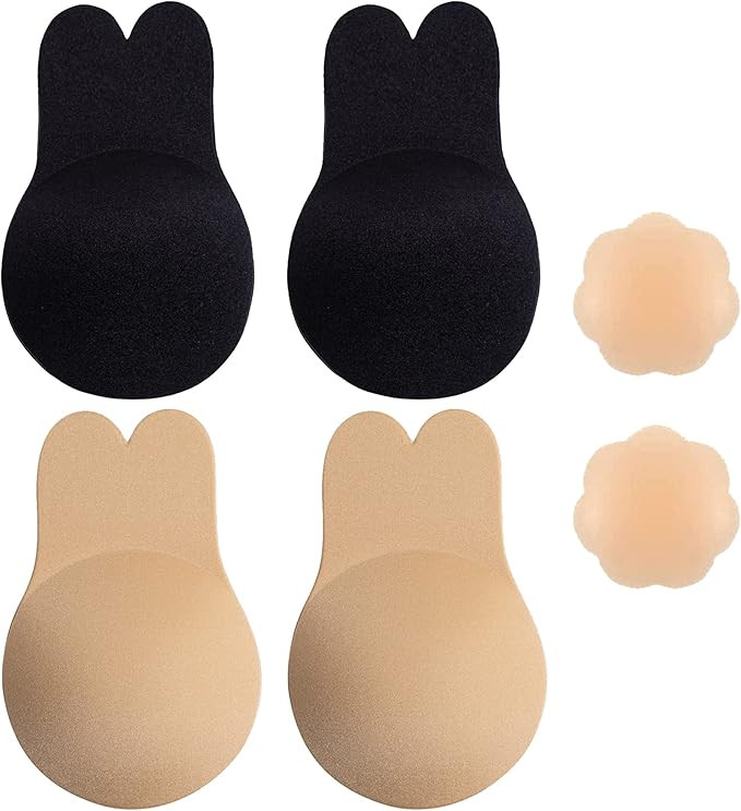 2-Pack Sticky Bra Strapless Sticky Invisible Push up Silicone Bra for Backless Dress with Nipple ... | Amazon (US)